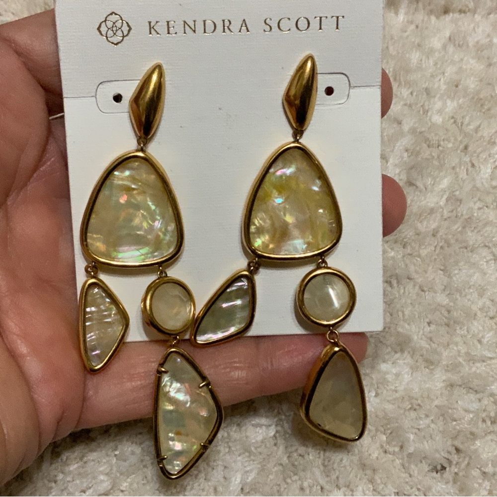 Kendra Scott Gold and pearl Iridescent Drop Earrings